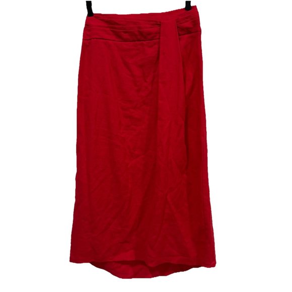 VINCE. Twist Front Detail 100% Cotton A-Line Skirt, Size 2- Poppy - $295 - Picture 4 of 14